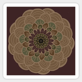 Graphic flower in beige-brown tones on brown background Sticker